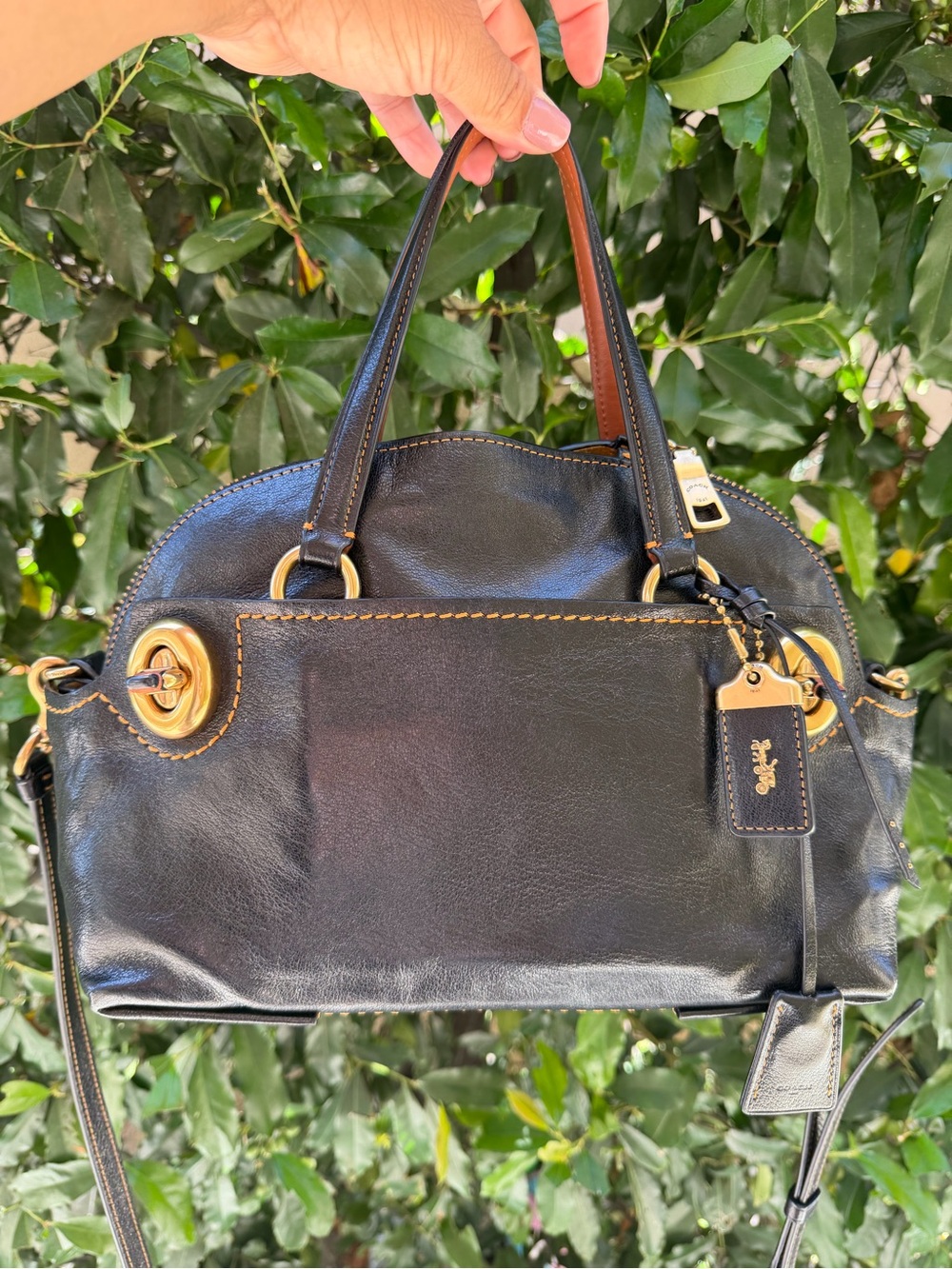 Coach 1941 Outlaw Leather Satchel Handbag with Gold Hardware
